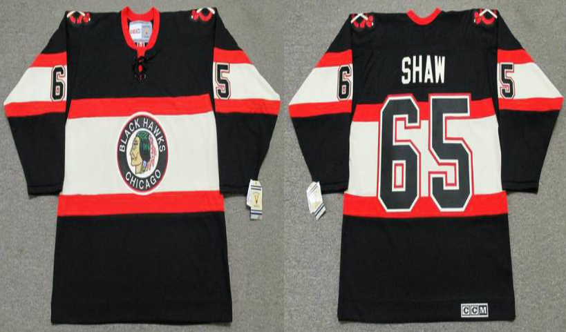 2019 Men Chicago Blackhawks #65 Shaw black CCM NHL jerseys->chicago blackhawks->NHL Jersey